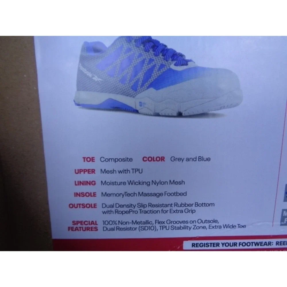 Reebok Work Women's Speed TR RB452 Work Shoe Comp Toe Athletic‎ Grey/Blue Sz 9W